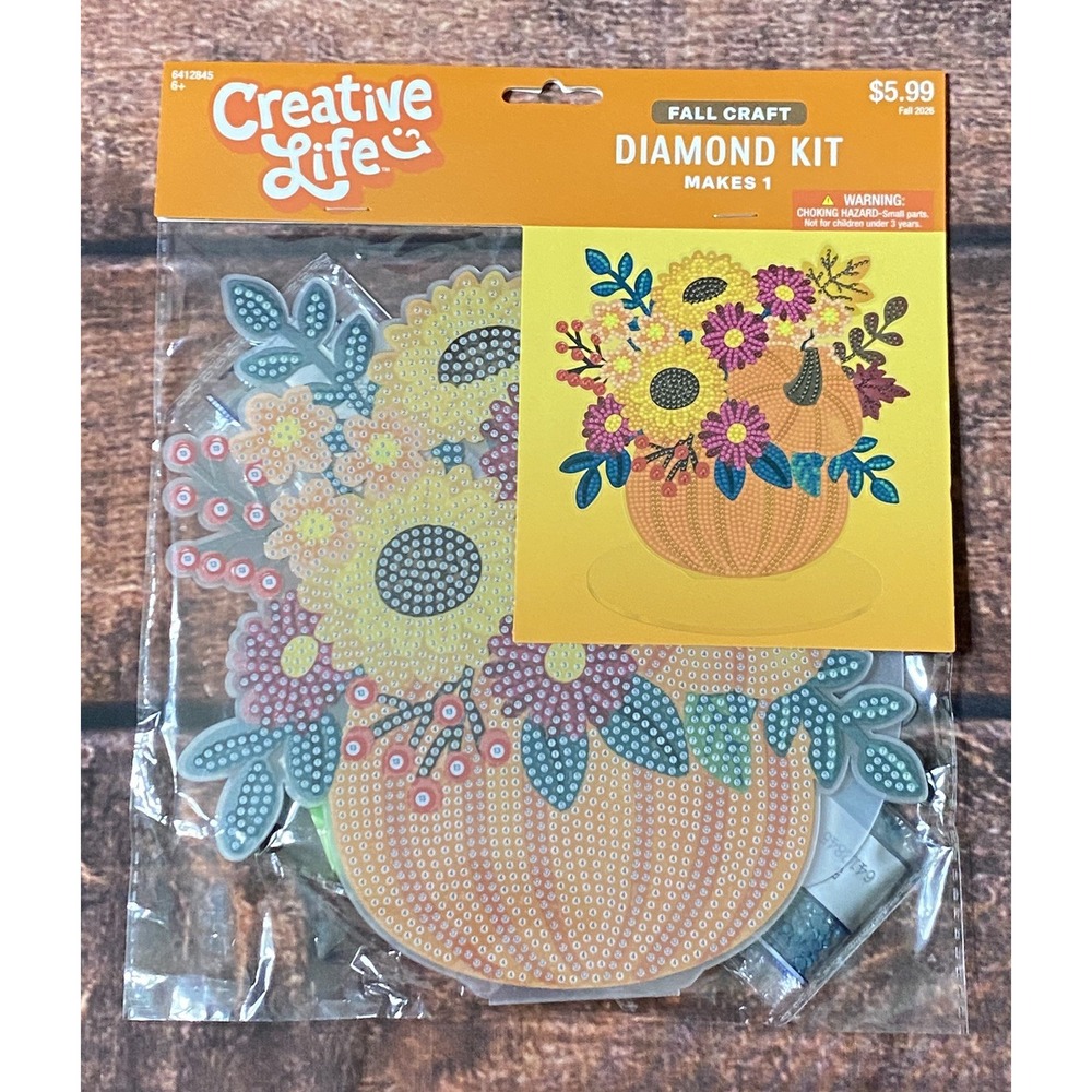 Autumn Floral Pumpkin Acrylic Standing Diamond Painting Kit Hobby Lobby New